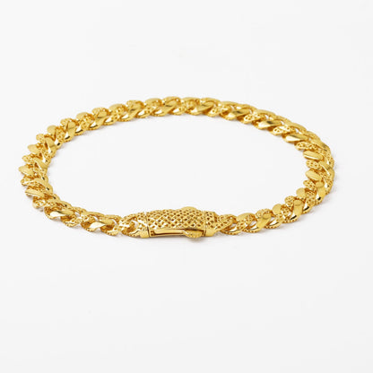 14K Yellow Gold Flower of Life Curb Bracelet