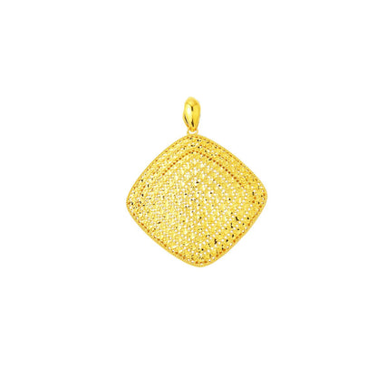 14K Yellow Gold Flower of Life Hand Engraved Pendant