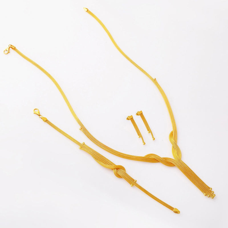 14K Yellow Gold Woven Link Ivy Wedding Set