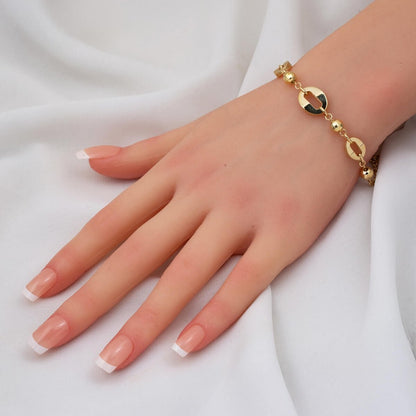 14K Yellow Gold Sparkle Chain Double Jewelry Set