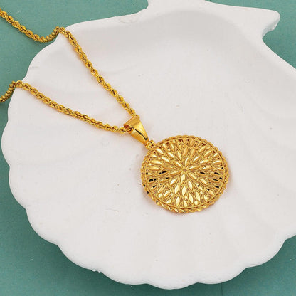 14K Yellow Gold Flower of Life Necklace (4.21 g)