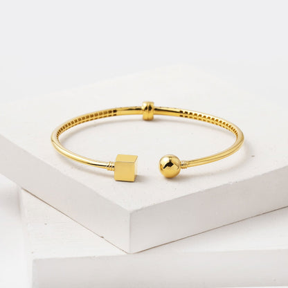 14K Yellow Gold Minimalist Designer Inspired Hinged Cuff Bangle