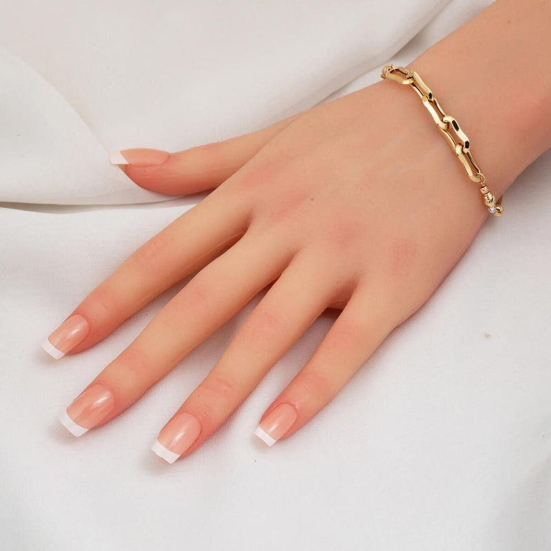 14K Yellow Gold Hoop Italian Bead Bracelet