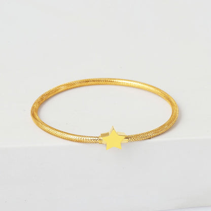 14K Yellow Gold Star Flexible Children's Bangle