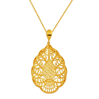 22K Yellow Gold Leaf Flower of Life Necklace