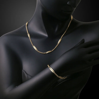 14K Yellow Gold Marquise Chain Italian Design Set