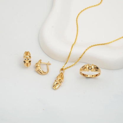 14K Yellow Gold Crystal Knot Jewelry Set