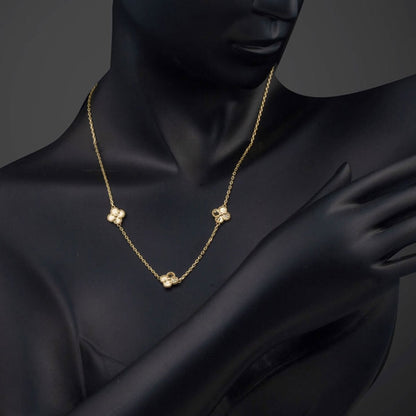 14K Yellow Gold Clover Necklace (3.34 g)