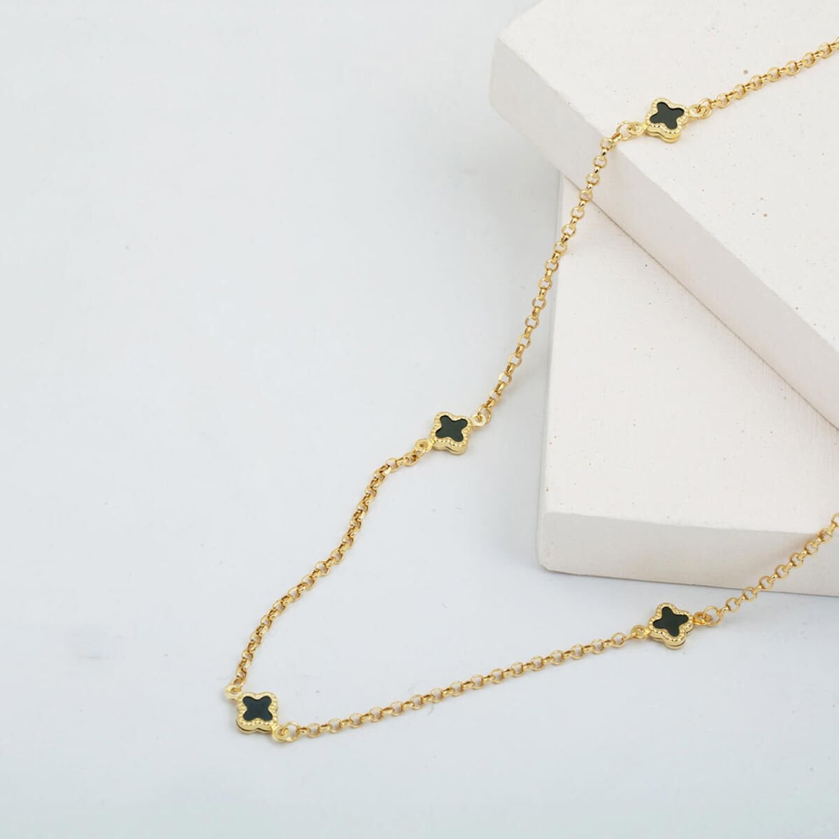14K Yellow Gold Emerald Mother-of-Pearl Designer Inspired Cubic Zirconia Necklace