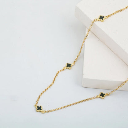 14K Yellow Gold Emerald Mother-of-Pearl Designer Inspired Cubic Zirconia Necklace