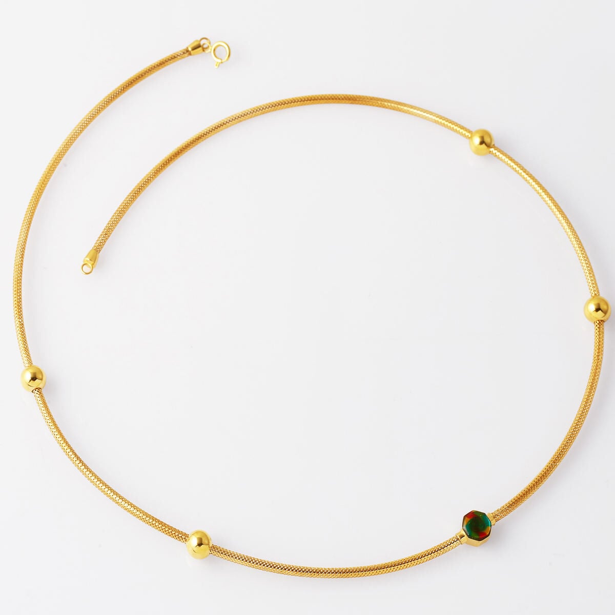 14K Yellow Gold Italian Collection Enamel Choker Necklace