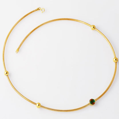14K Yellow Gold Italian Collection Enamel Choker Necklace