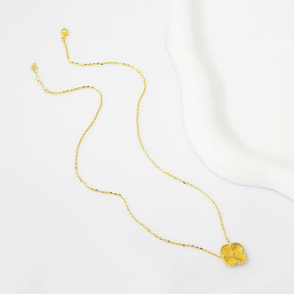 14K Yellow Gold Clover Large Necklace