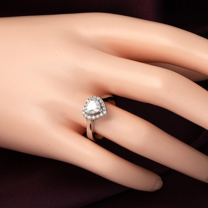 14K White Gold 1.80 Ct Heart Moissanite Ring