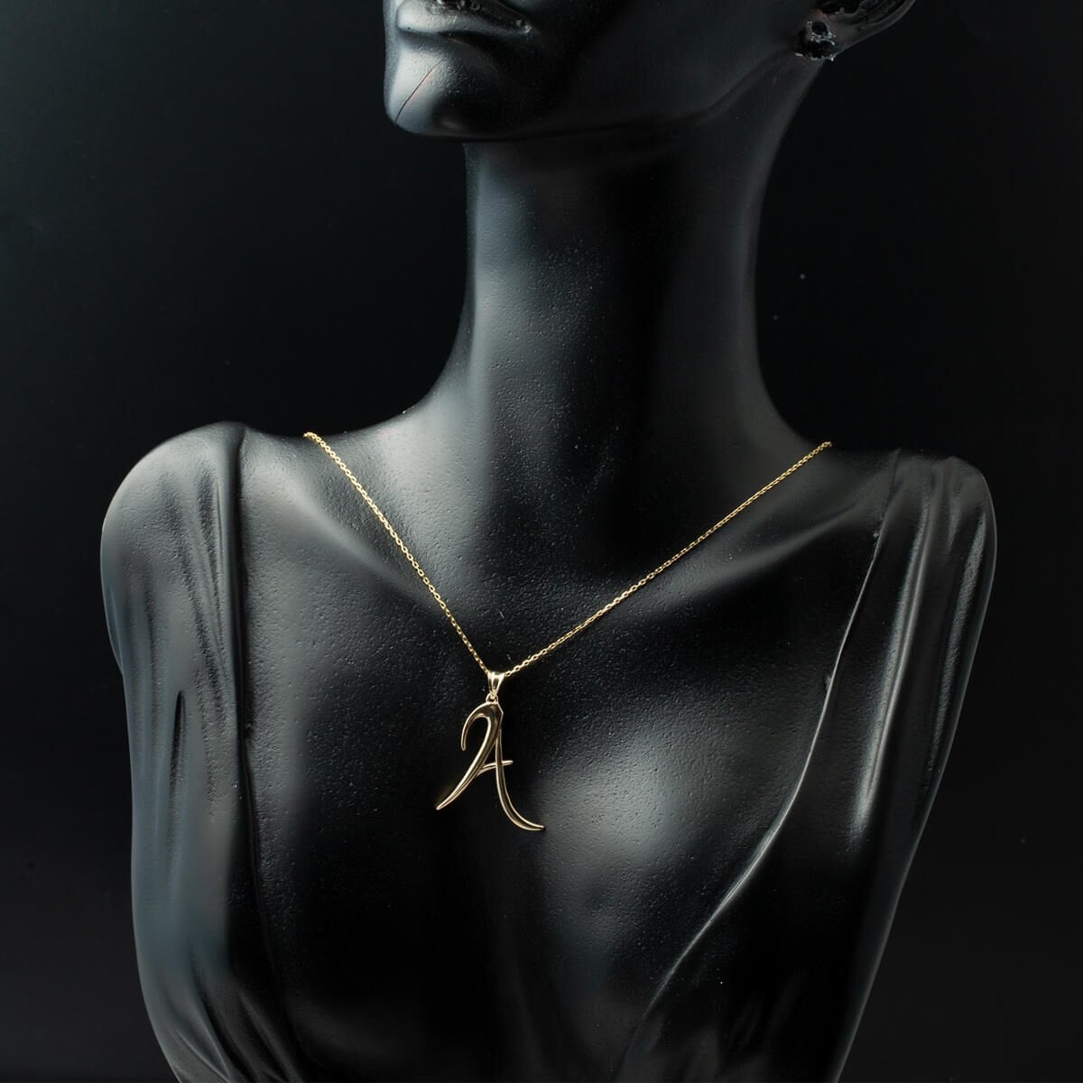 14K Yellow Gold Initial A Necklace
