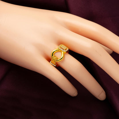 14K Yellow Gold Infinity Trabzon Mesh Cubic Zirconia Ring