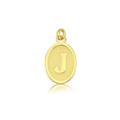 14K Yellow Gold Initial J Oval Pendant