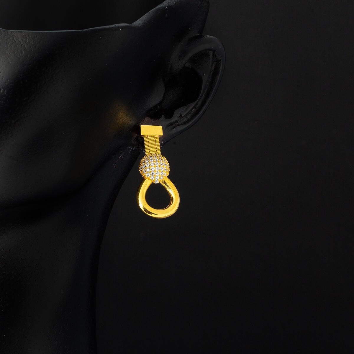 14K Yellow Gold Trabzon Mesh Cubic Zirconia Dangle Earrings (4.5 g)