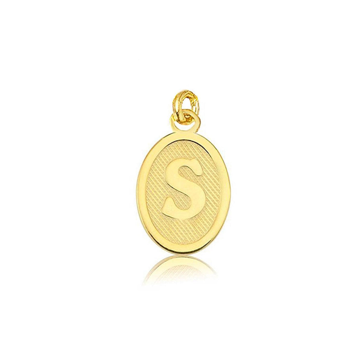 14K Yellow Gold Initial S Oval Pendant