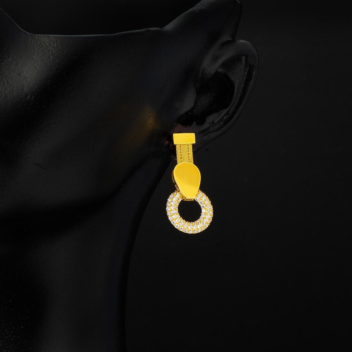 14K Yellow Gold Suna Trabzon Mesh Cubic Zirconia Dangle Earrings
