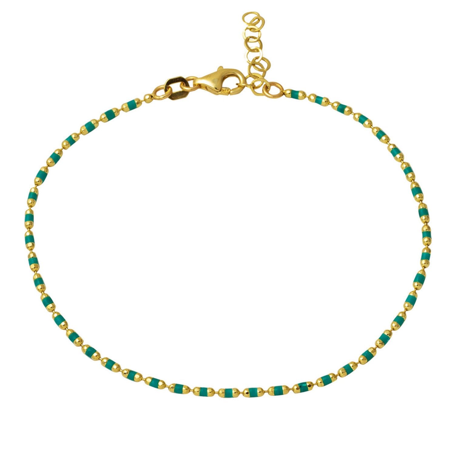 14K Yellow Gold Green Enamel Bracelet