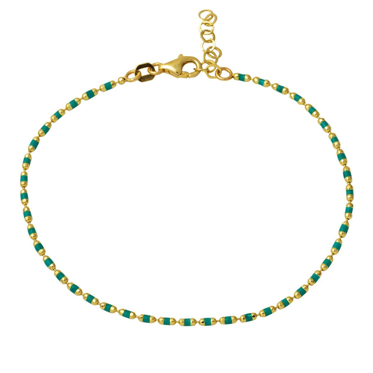 14K Yellow Gold Green Enamel Bracelet