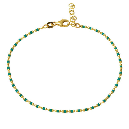14K Yellow Gold Green Enamel Bracelet