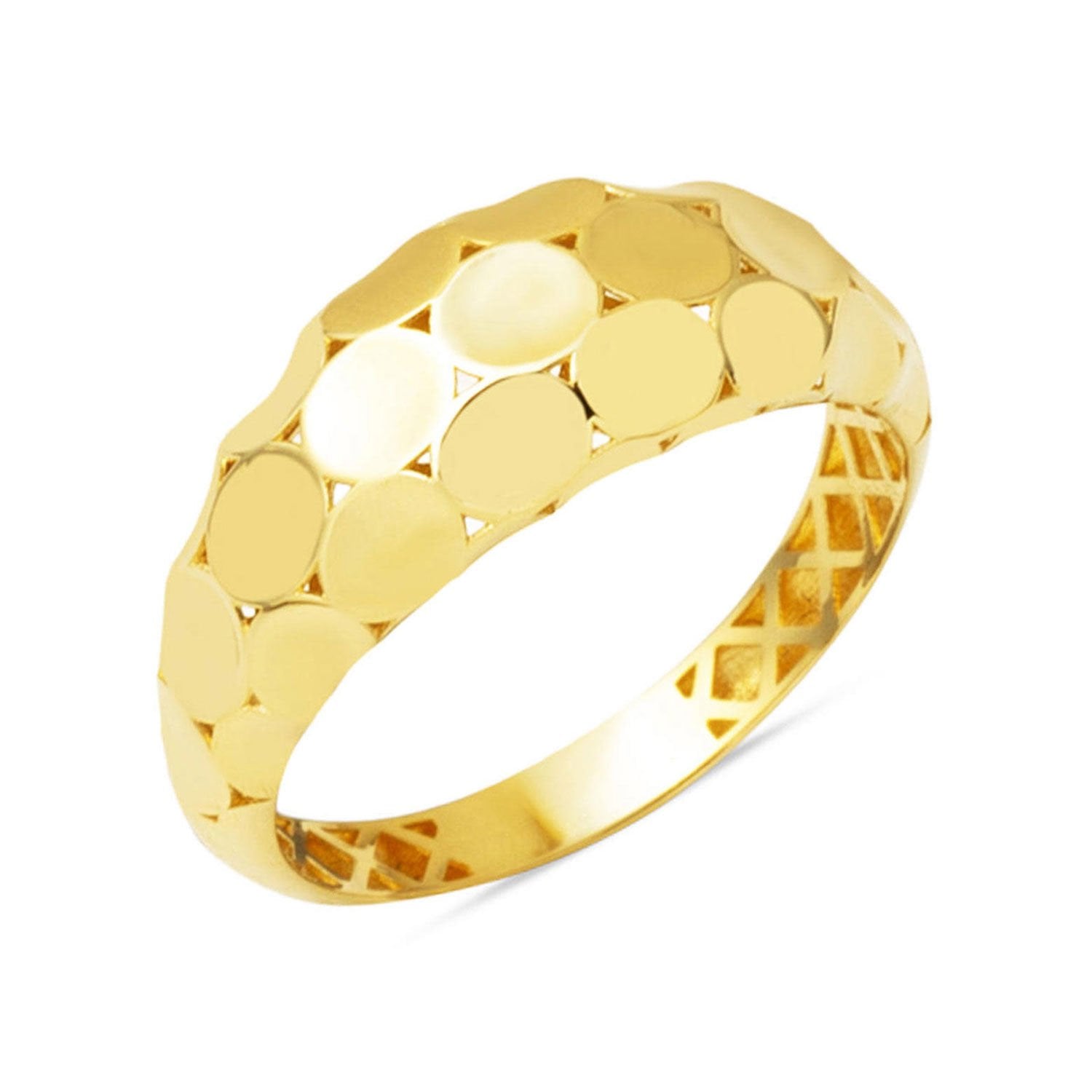 14K Yellow Gold Round Patterned Ring
