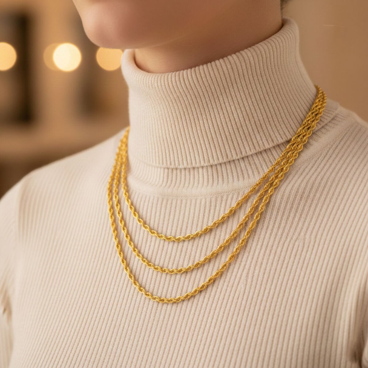 22K Yellow Gold 1.5 Meter Twisted Chain