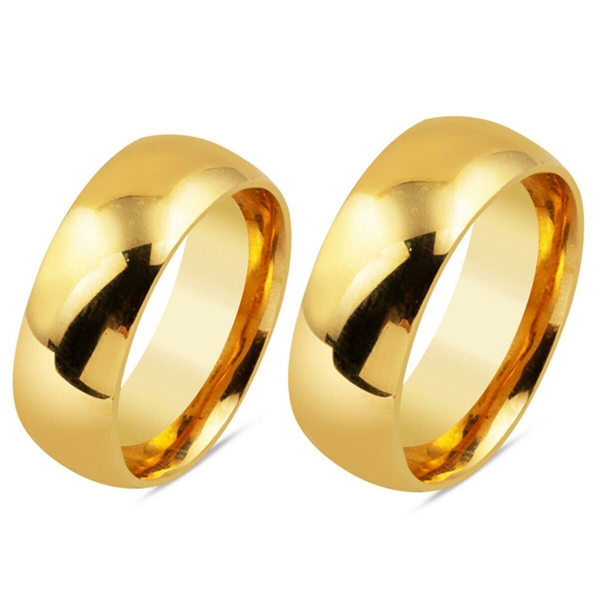 14K Yellow Gold 1 cm Wide Wedding Band Set
