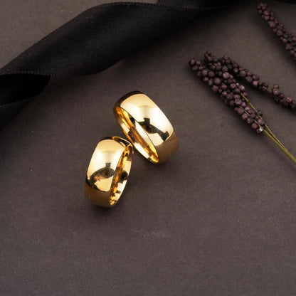 14K Yellow Gold 1 cm Wide Wedding Band Set