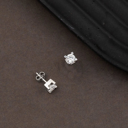 14K White Gold Classic Solitaire Moissanite Earrings