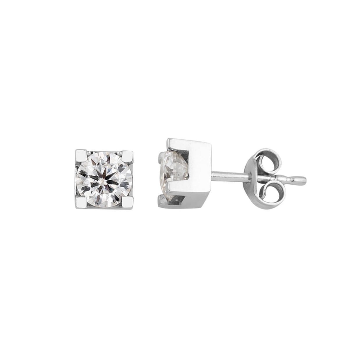 14K White Gold Classic Solitaire Moissanite Earrings