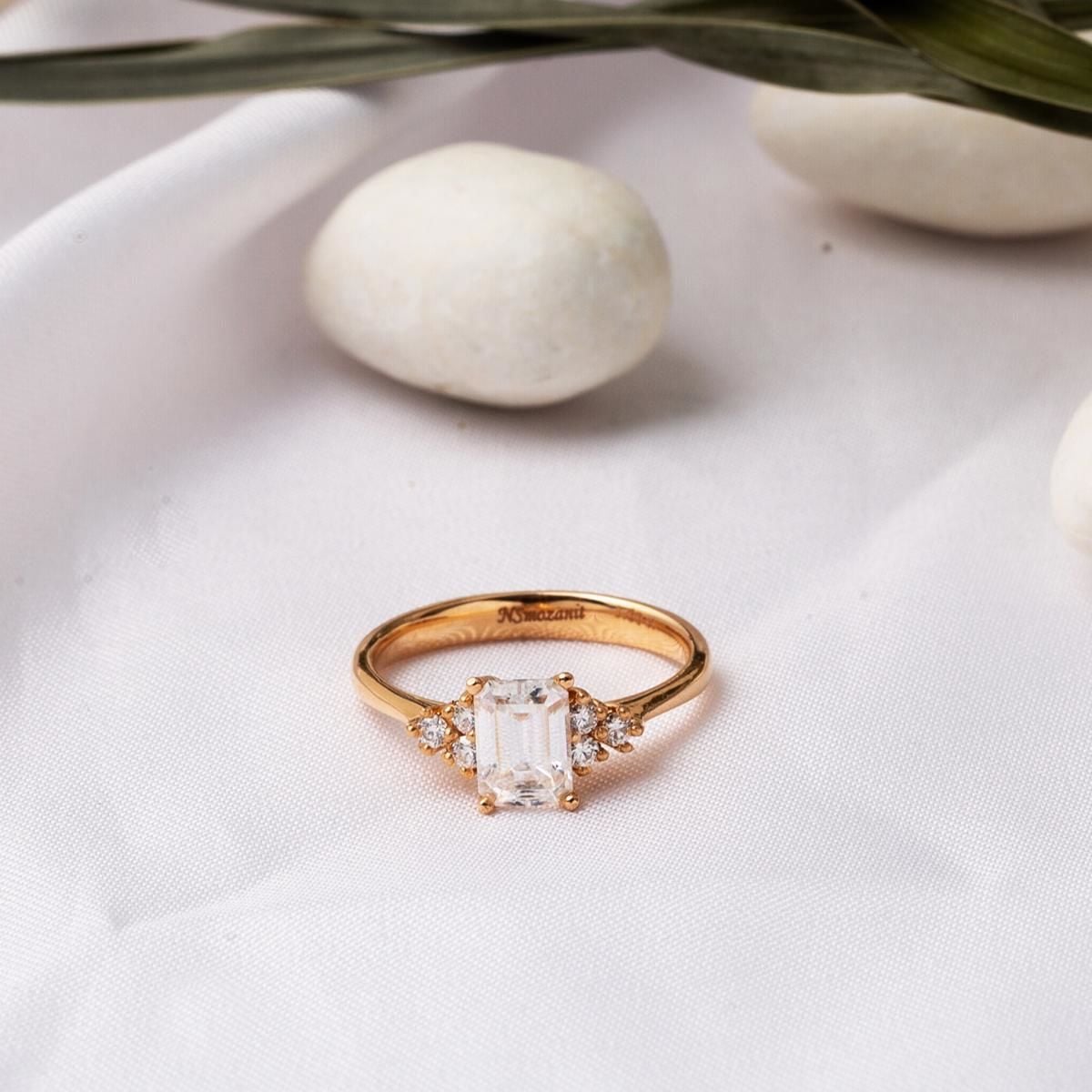14K Rose Gold 1 Ct Baguette Moissanite Ring