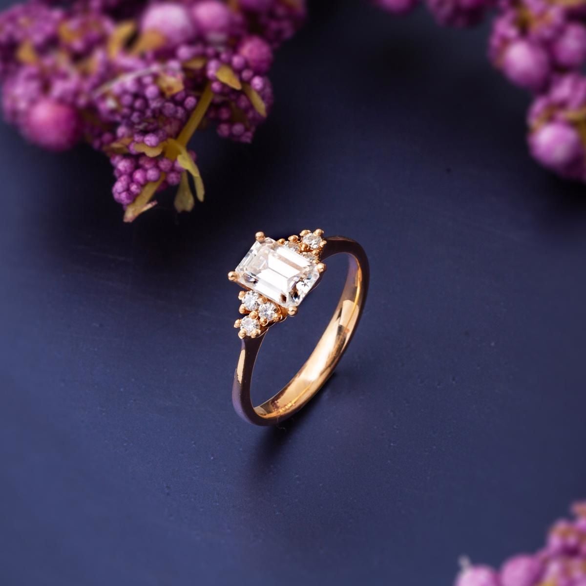14K Rose Gold 1 Ct Baguette Moissanite Ring