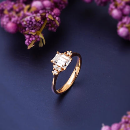 14K Rose Gold 1 Ct Baguette Moissanite Ring