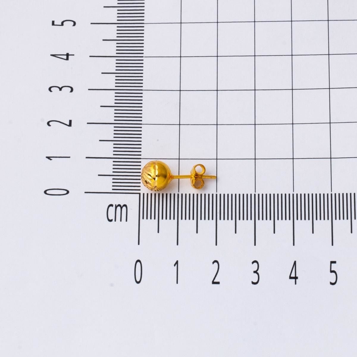 22K Yellow Gold 10 mm Screw Back Ball Earrings
