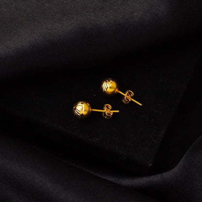 22K Yellow Gold 10 mm Screw Back Ball Earrings