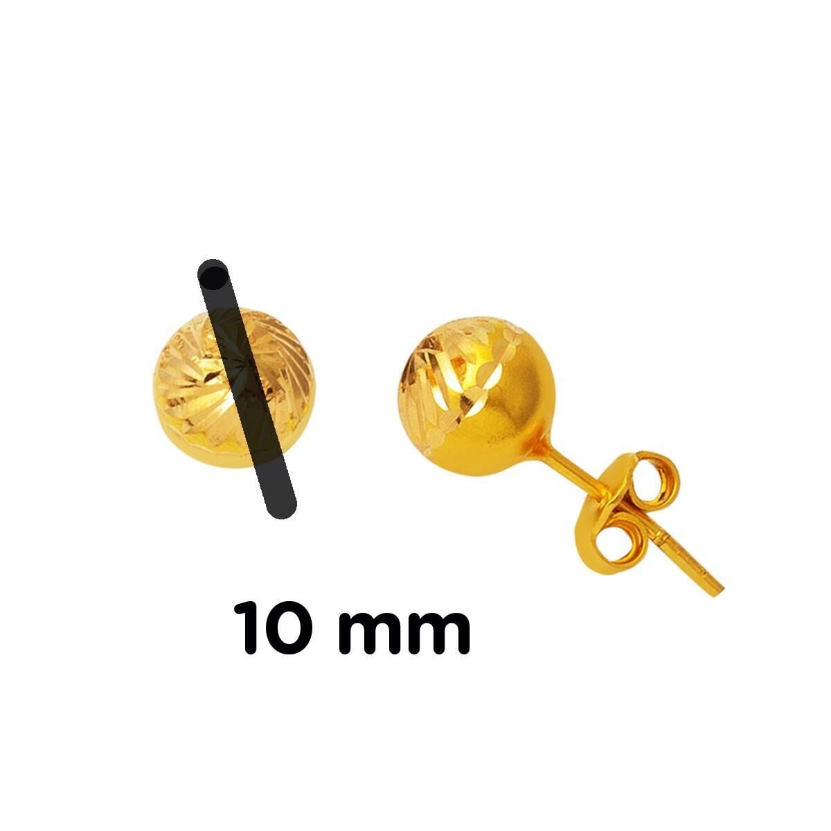 22K Yellow Gold 10 mm Screw Back Ball Earrings