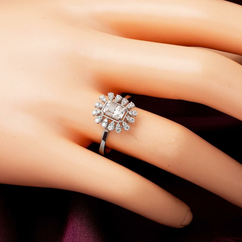 14K White Gold 1.00 Ct Baguette Moissanite Ring