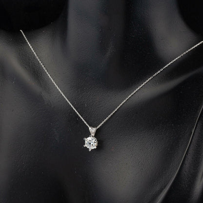 14K White Gold 1.00 Ct Six Prong Solitaire Moissanite Necklace