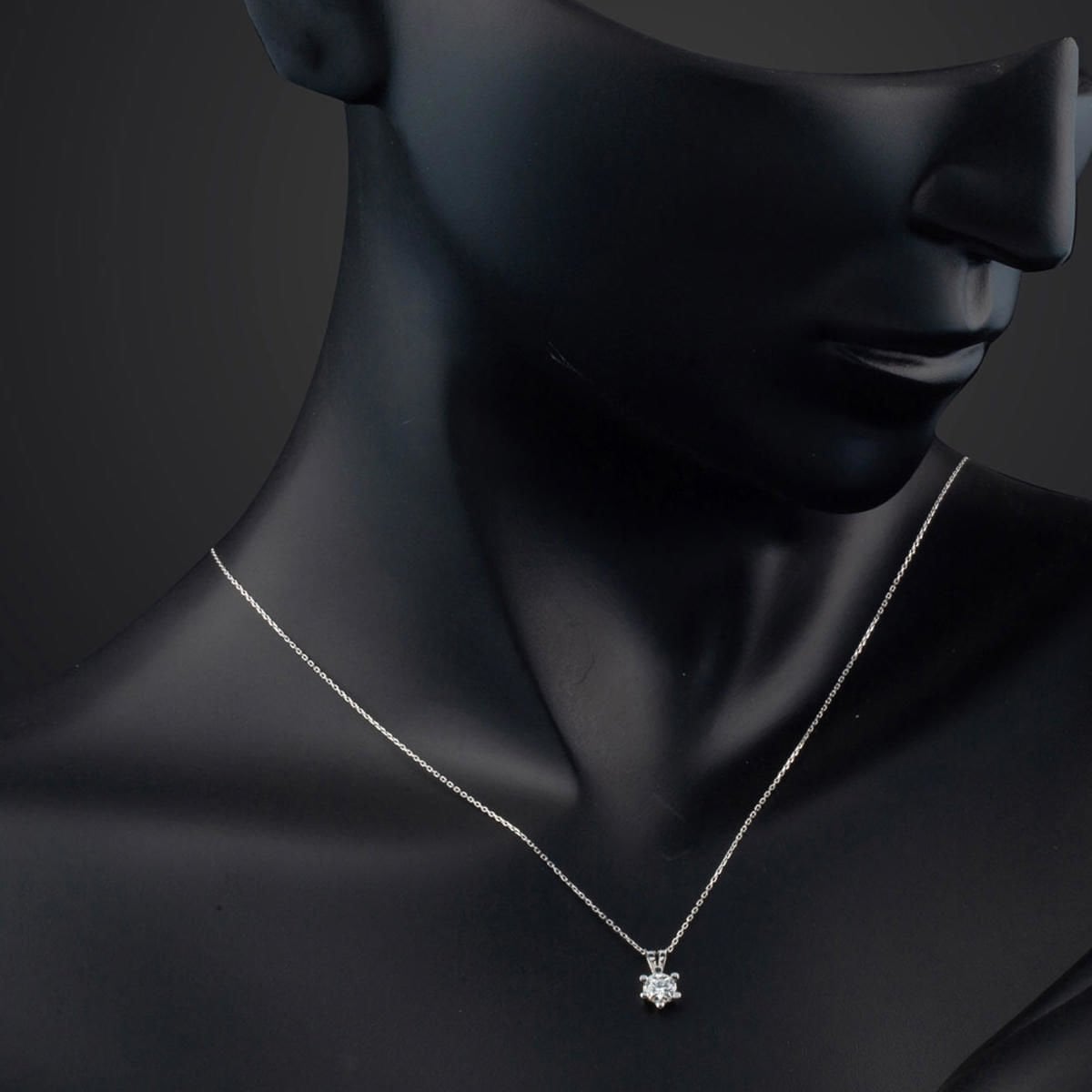 14K White Gold 1.00 Ct Six Prong Solitaire Moissanite Necklace
