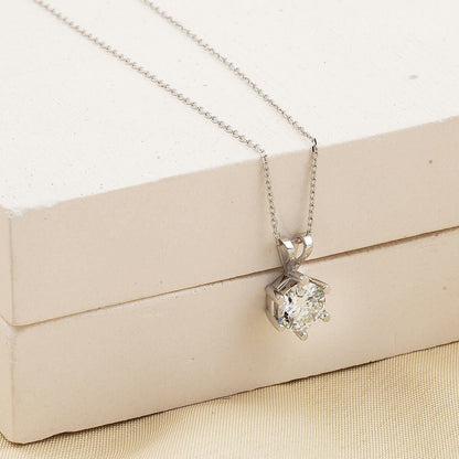 14K White Gold 1.00 Ct Six Prong Solitaire Moissanite Necklace