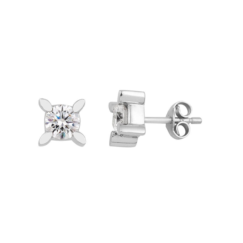 14K White Gold 1.00 Ct Almond Prong Moissanite Earrings