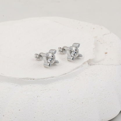 14K White Gold 1.00 Ct Almond Prong Moissanite Earrings