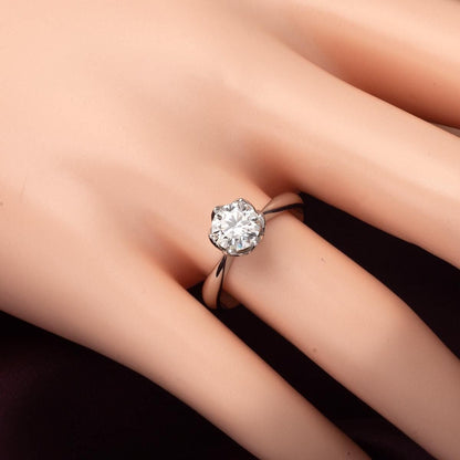 14K White Gold 1.00 Ct Solitaire Moissanite Ring