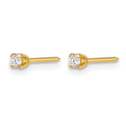 14K Yellow Gold Polished 2.4mm .10ct Lab Grown Diamond Stud Earrings