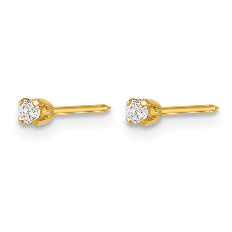 14K Yellow Gold Polished 2.4mm .10ct Lab Grown Diamond Stud Earrings