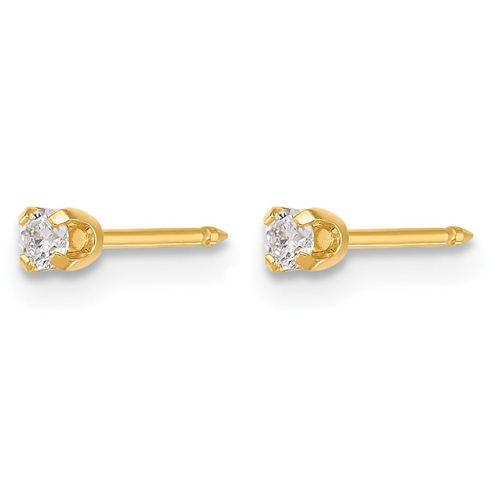 14K Yellow Gold Polished 2.4mm .10ct Lab Grown Diamond Short Post Earrings