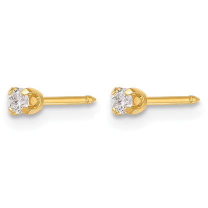 14K Yellow Gold Polished 2.4mm .10ct Lab Grown Diamond Short Post Earrings